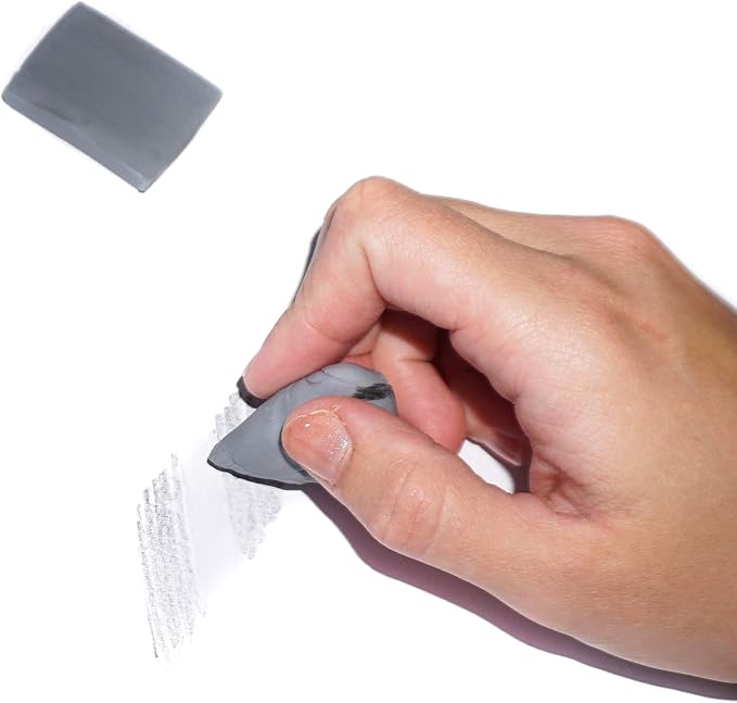 June Gold 6 Gray Kneaded Erasers, Moldable for Graphite, Charcoal & More | Blend, Shade, Smooth, Correct, and Brighten your Sketches and Drawings