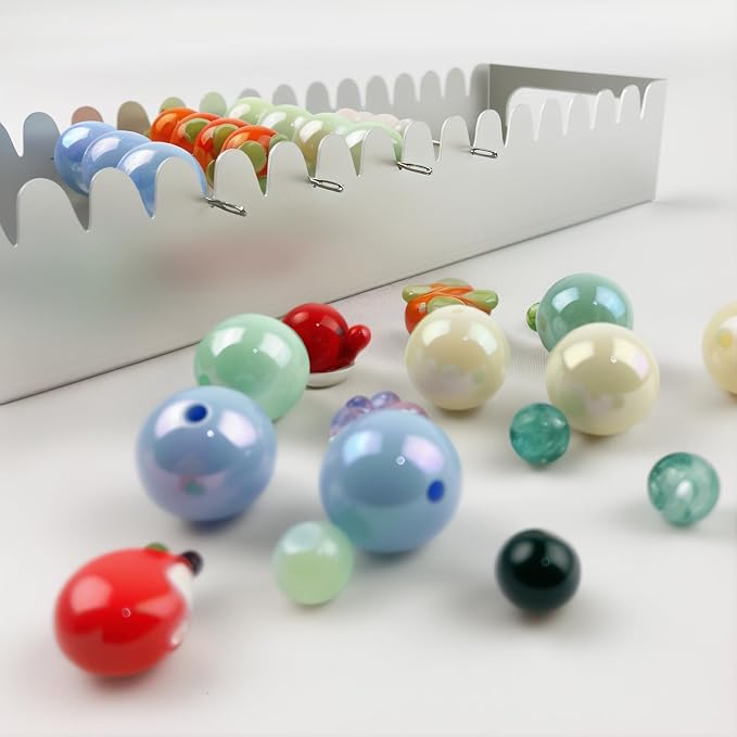 Uiyofok Bead Baking Rack,Polymer Clay Tools for Bead Maker,Drying Rack for Polymer Clay Jewelry Making Supplies(with 20 Pins & 2 Roll of Elastic Strings)