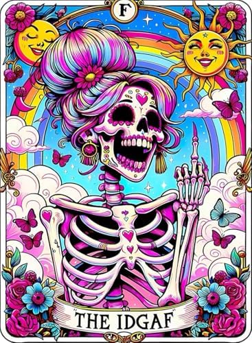 GOUOYANA Paint By Numbers Kit for Adults-Skull THE IDGAF Funny Canvas | Adult Paint by Number Kits on Canvas for Painting DIY Skull THE IDGAF Painting Art by Numbers for Home Wall Art Gift 12X16in