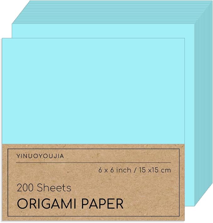 200 Sheets of Light Blue Origami Paper,6x6 inch Double Sided Color Kit for Kids,Colored Paper Kit Gifts for Beginners