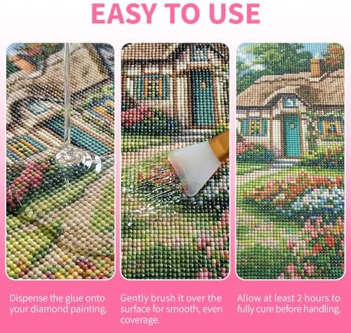 OSBNAG Diamond Painting Sealer, Diamond Painting Glue with Applicator Brush, Permanent Hold & Shine Effect, Helps Retain Sparkle, Also Works for Jigsaw Puzzles (125mL / 4.4 fl oz), Clear