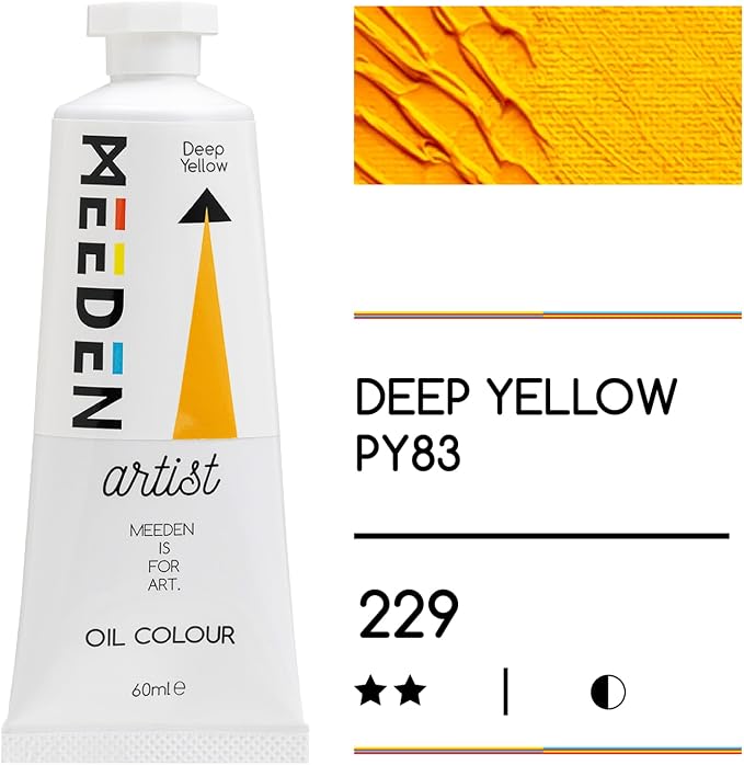 MEEDEN Artist Grade Oil Paint: Deep Yellow - 60ml/2oz Tube | Professional Art Paints and Supplies for Canvas Painting