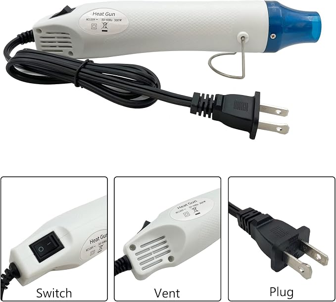 Heat Gun, Mini Hot Air Gun for DIY Crafts Embossing Shrink Wrap, White | DIY Crafts, Portable, Embossing, Shrink Wrapping, Drying Paint