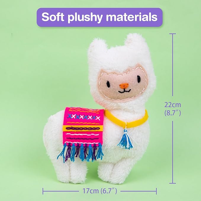 Avenir My First Sewing Kit for Kids 6-8, Alpaca Stuffed Animal Craft Set