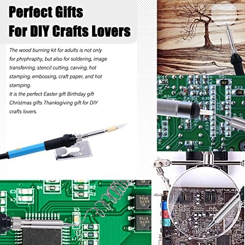 172Pcs Wood Burning Kit, Professional Adjustable Temperature Pyrography Wood-Burning Pen with Soldering Iron Tips, Woodburning Tool Accessories for Embossing Carving Soldering