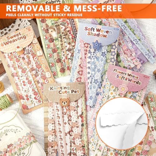 Fabrication Dividing line Wasi Tape 120 Pcs Vintage Watercolor Washi Tape Set, Decorative Tape for Bullet Journal, DIY Craft, Scrapbook Supplies