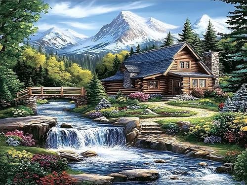 WNPOKN Cabin Diamond Art Kits for Adults 16 x 12 inch