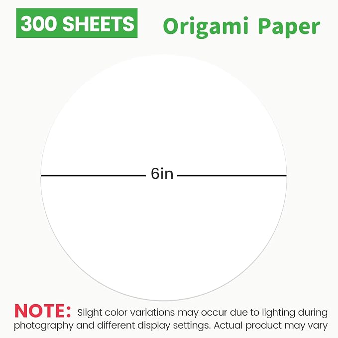 Koogel 300 Sheets Circle Origami paper, 6 Inches Craft White Copy Paper, for Arts and Crafts Making, Student Back to School Supplies