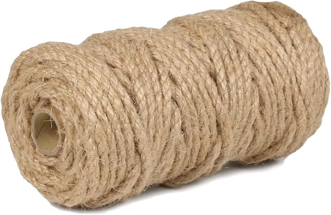 PerkHomy 5mm Jute Rope 105 Feet Twisted Heavy Duty and Thick Twine Rope for Cat Scratcher Scratching Post Tree Craft Projects Gardening Home Decoration Packing Bundling (105FT * 5mm) (Pack of 3)