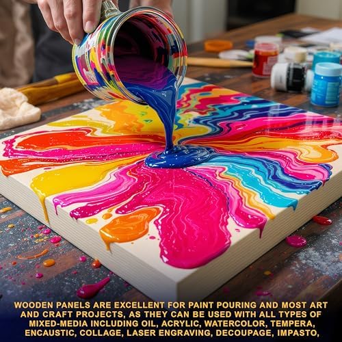 U.S. Art Supply 8" x 36" Unfinished Cradled Wood Panels for Painting | Gallery 1-1/2" Deep (3 Pack) - Artist Depth Wooden Wall Canvases - Mixed-Media Craft, Acrylic, Oil, Encaustic, Paint Pouring