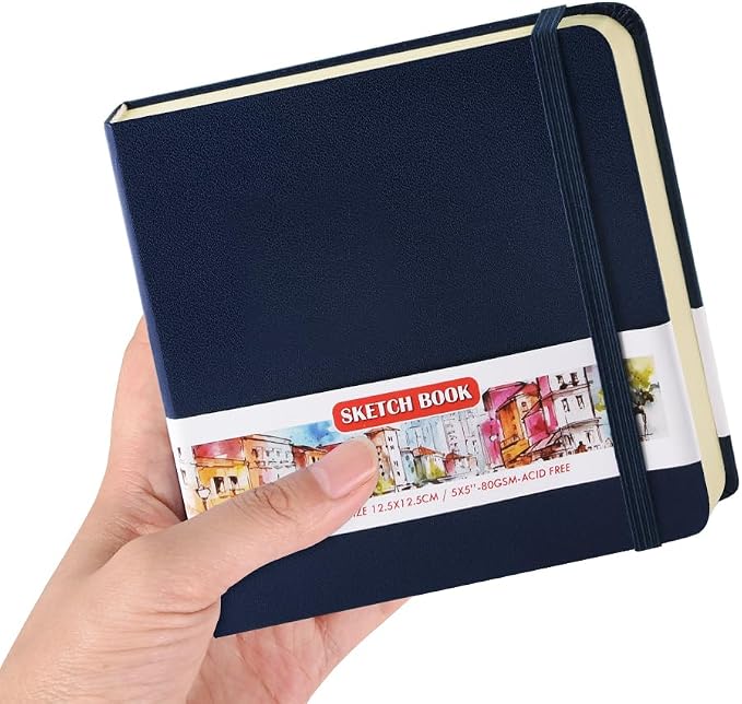 5x5 Pocket Sketch Book,80gsm Hardcover Art Sketchbook for Drawing Journal