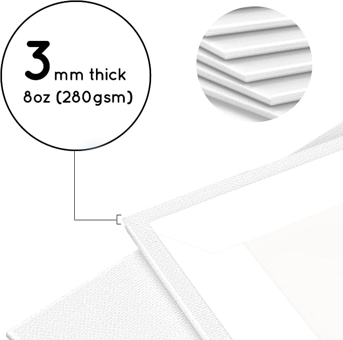 Artistik 16"x12" Paint Canvas Panels (Pack of 12) – 100% Medium-Grade Cotton Blank Canvas Painting Boards – Whit Canvases for Painting with Oil, Acrylic & Mixed Media