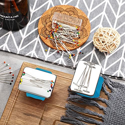 WILLBOND Magnetic Wrist Sewing Pincushion with 100 Pcs 1.5" Pins, Dark Blue