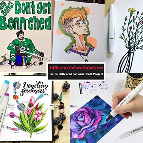 Caliart 121 Colors Alcohol Markers Brush Tip & Fine Coloring Markers Set | Permanent Alcohol Based Colored Sketch Pens with Case, Art Supplies Gifts for Beginners Adults Painting Drawing Illustration
