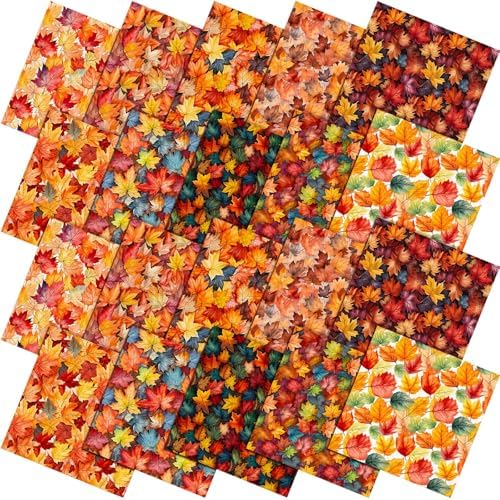 HunnmingRe 20 Pcs 10''x10'' Fall Maple Leaves Quilting Fabric Squares