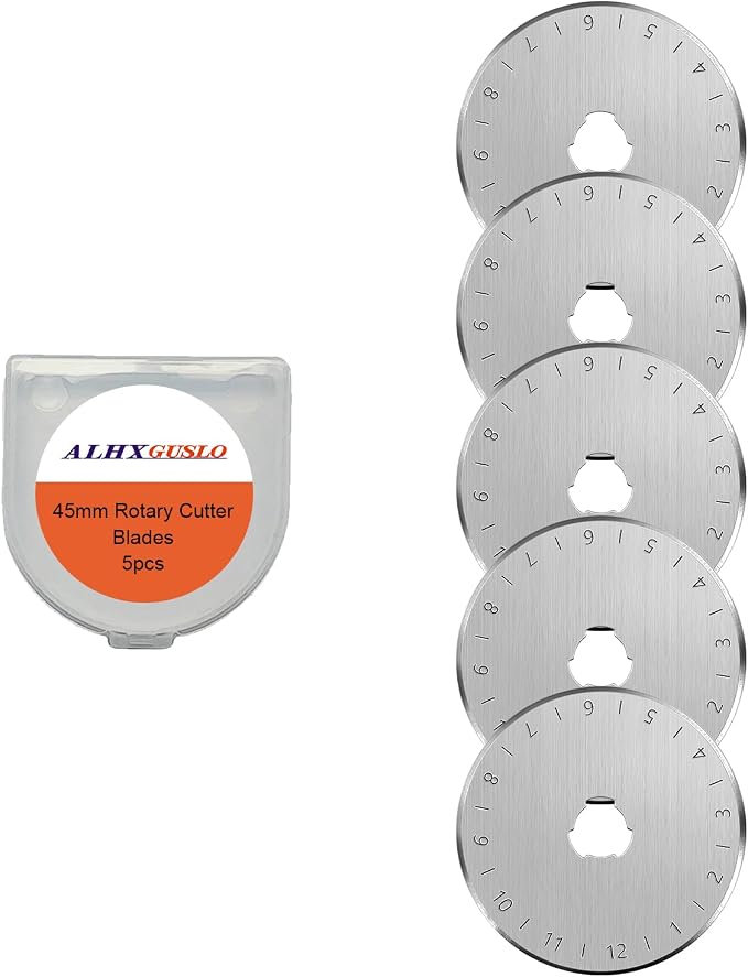 45mm Rotary Cutter Blades 5-Pack Replacement Blades Fits Fits Fiskars, OLFA,Martelli,Dremel,Truecut,DAFA for Quilting Scrapbooking Sewing Arts & Crafts Sharp and Durable Cutter Blade (silver)