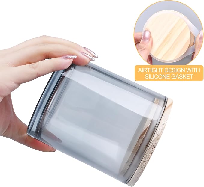SHOWIN 14 OZ Thick Candle Jars for Making Candles 12 Pcs, 3 Wick Empty Jars with Wood Lids for Candle Making, Sample Container,Clear Grey