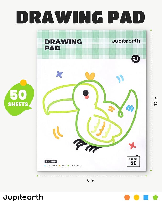 JUPITEARTH Drawing Pad for Kids 9x12 Inch 3-Pack 150 Sheets