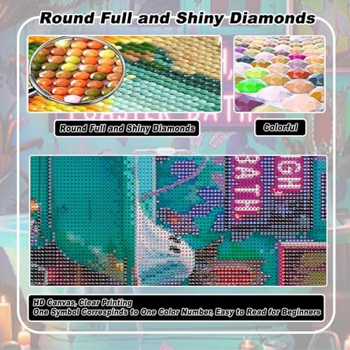 AIBOERL Halloween Diamond Art Kits for Adults，Diamond Painting Wall Decor | Round Drill Ghost Bathroom Diamond Painting for Beginners DIY Rhinestone 5D Diamond dots(Gemstone Craft)Wall Art Gift 16x12IN