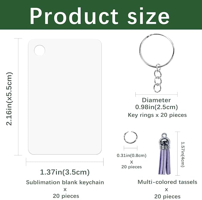 GEKIXUTP 80 Pcs metal Sublimation Keychain Blanks Bulk,Double Sided Sublimation Blanks Keychain Heat Transfer Keychain Blanks with Tassels,Sublimation Ornament Blanks key chain