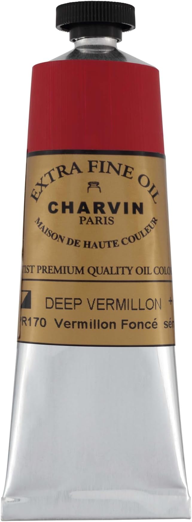 Charvin Extra Fine Oil Paint, Vermilion Deep 60 mL - Triple-Milled, Rich Texture, Poppy Oil-Based, Light-Fast, Handmade, Archival Quality