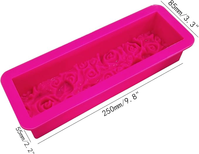 Rectangular Rose Soap Silicone Mold,Rose Red,2 Pcs | Flexible, Flowers Craft Art, Candle Making, Homemade Soap Crafts