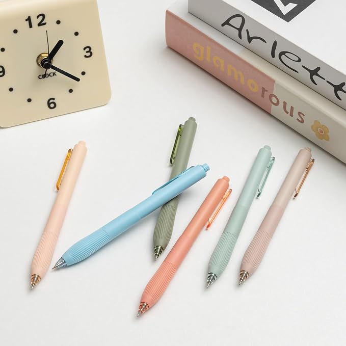 Linbsunne Gel Pens, 0.5mm Black Ink Pens Quick Dry, Macaron 12 pcs