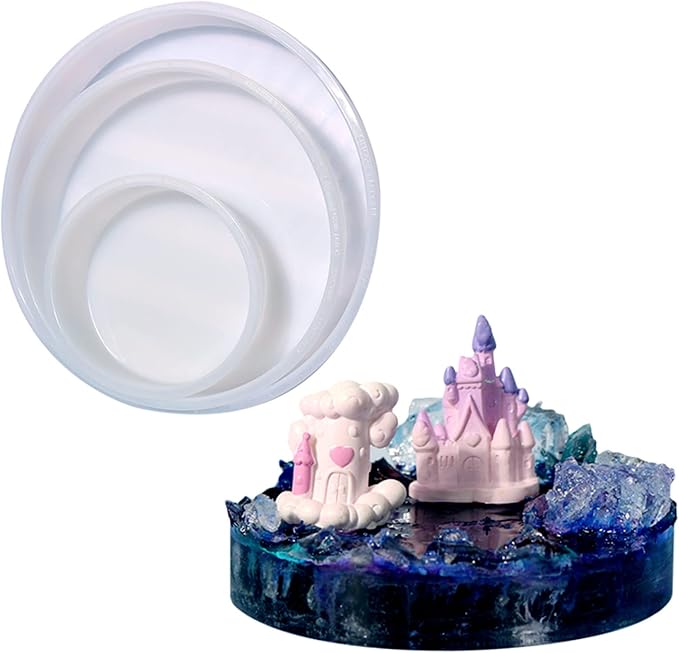 3 Deep Circle Silicone Molds for Resin, Large Resin Mold Glossy Deep Round Molds, 8“'x 2'' h. 6''x 2'' h. 4''x 2'' h, Deep Epoxy Resin Molds for Flowers Bouquet Preservation, Resin Casting
