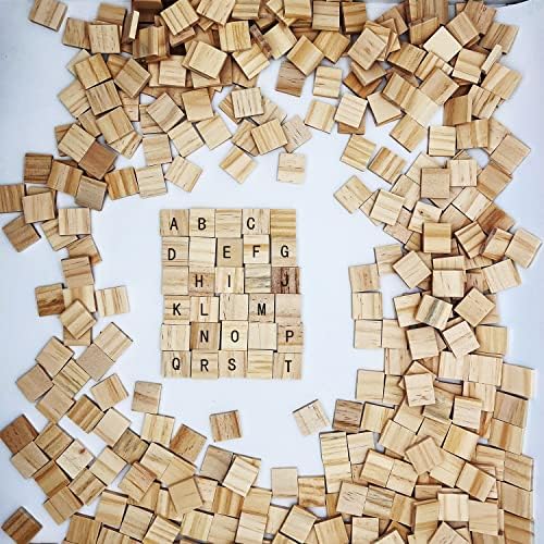 XYSMZM 300 Pcs Wood Blank Letter Tiles, Unfinished Wood Pieces | Wooden Blank Scrabble Tiles for DIY Craft Supplies Decoration