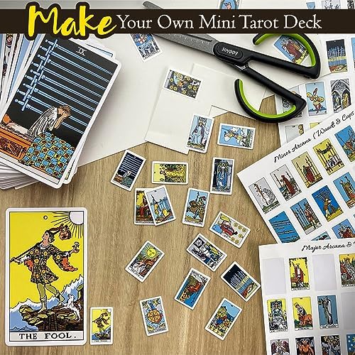 Joyppy Tarot Stickers for Journaling - 336 PCS Mini Tarot Card Stickers for Beginners - 1.25" x 0.78" - Tarot Journal Stickers Based on Rider Waite Tarot Deck, Tarot Cheat Sheet Included