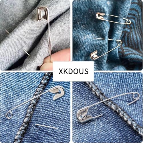 XKDOUS 2.2 Inch Large Safety Pins 200 Pcs Silver Pins Bulk