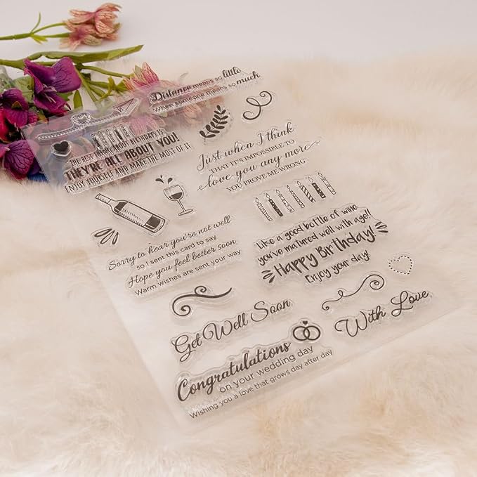 Happy Birthday Candle Enjoy Your Day Love You Any More Clear Stamps Transparent Silicone Stamp Album Cards Rubber Stamp for Card Making Decoration and DIY Scrapbooking