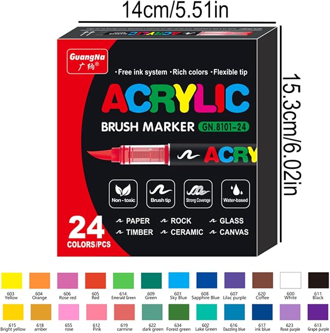 Acrylic Paint Markers, 24 Colors Acrylic Markers Set, Paint Pens