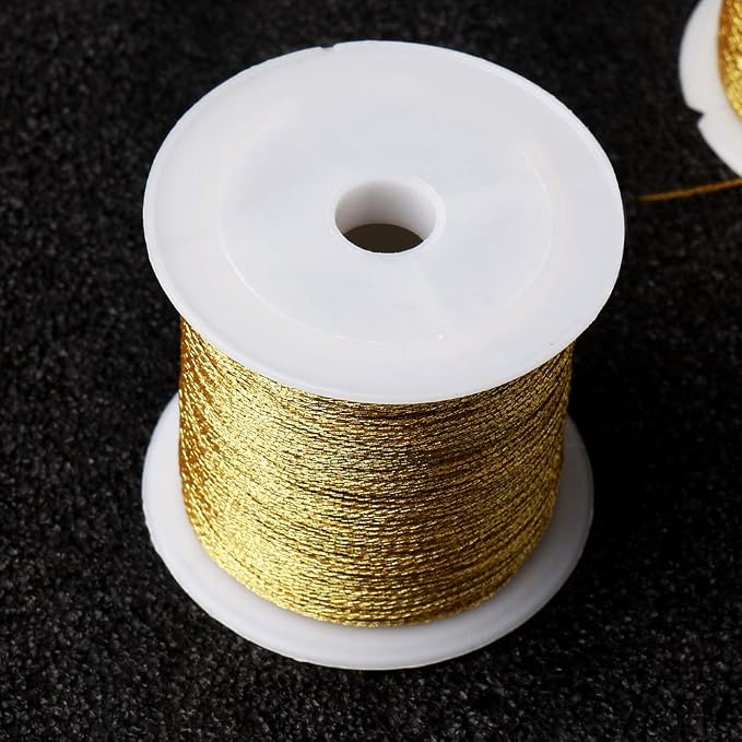 218 Yards/656 Feet Metallic Cord Gold Twine, 2 Spool Gold Thread String