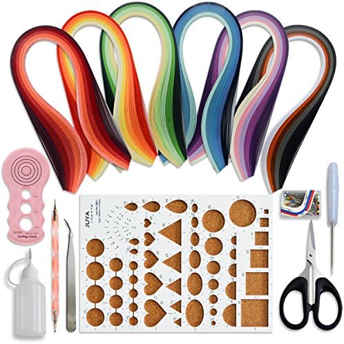 JUYA Paper Quilling Kit 30 Colors 600 Strips 8 Tools, Pink Set, 5mm
