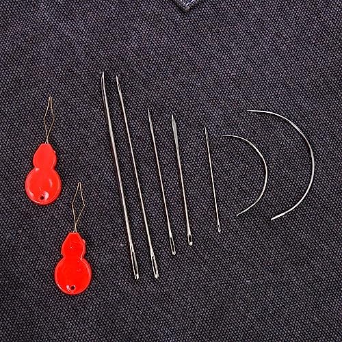 Heavy Duty Hand Sewing Needles Kit, 14 PCS with 10 Leather & 4 Curved Needles for Home Upholstery, Carpet Canvas Repair