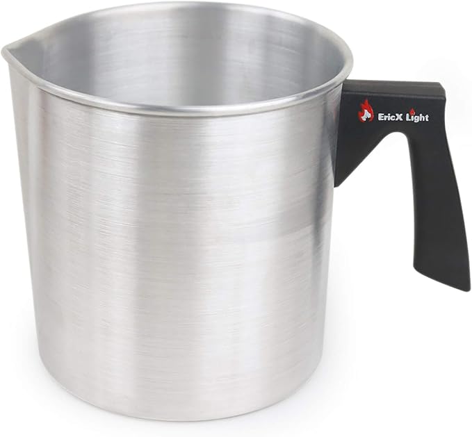EricX Light Candle Making Pouring Pot,2 pounds,Double Boiler Wax Melting Pot,Dripless Pouring Spout & Heat-Resisting Handle Designed,Aluminum Construction Candle Making Pitcher