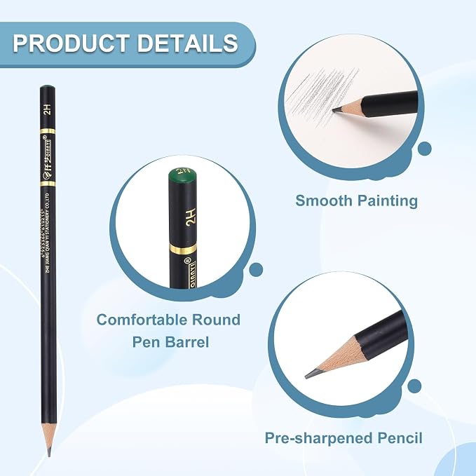 PATIKIL 6Pcs Drawing Pencils for Sketching, 2H Refill Sketch Pencils for Drawing, Graphite Art Pencil Set Professional Resistant Lead for Painting Shading Artist Office Supplies