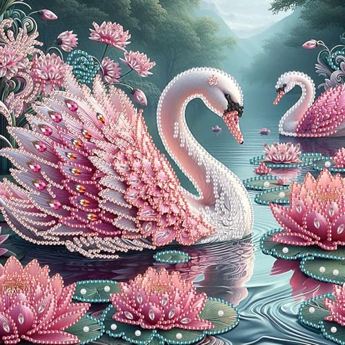 AiYuanzsh 5D Special Shape Diamond Art Kits for Beginners, Diamond Painting Kits for Adults, Crystal Rhinestones Diamond Painting for Home Wall Decoration Gift 12×12 inch/30×30 cm, Beautiful Swan