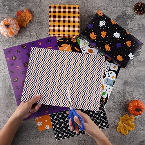 MIAHART 30 Sheet Halloween Pattern Paper Set A4 Size Decorative Craft Paper Origami Paper for Card Making Scrapbook,12 Designs