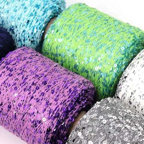 ECYC Ltd 153 Yards Cotton Sequin Yarn, Sparkle Sequin Thread for Knitting & Crocheting, DIY Craft Projects