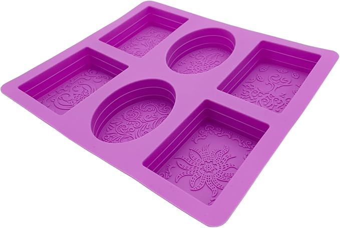 2 Pieces Embossing Flower Chocolate Moulds Soap DIY Mold Silicone Rectangle Oval Soap Molds Handmade Cake Candy Biscuit, Pudding Moulds Ice Cube Trays