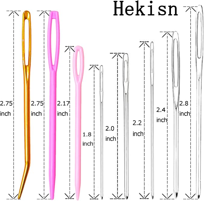 Hekisn 25Pcs Large Eye Blunt Yarn Needles Kit, Assorted Sizes Bent Tapestry Darning Needle & Stitch Markers &Threaers for Knitting, Crochet (Purple)