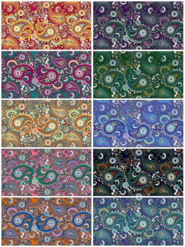 4" 200pcs Cotton Fabric Squares for Sewing Quilting Supplies- Retro Paisley