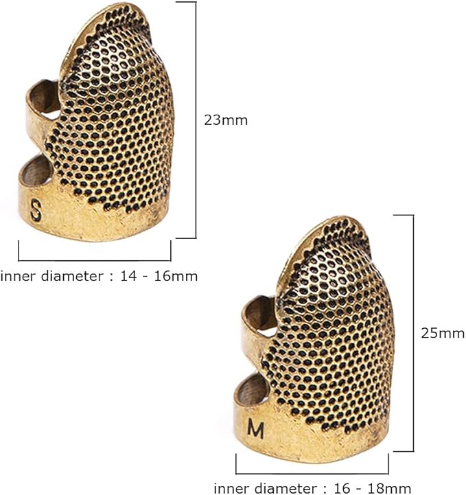 4 Pack Sewing Thimble Finger Protector, Adjustable Finger Metal Shield Protector Pin Needles Sewing Quilting Craft Accessories DIY Sewing Tools Needlework(2 Sizes)