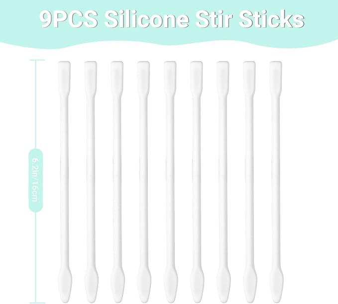 Gartful 9PCS Large Silicone Stir Sticks, Reusable Epoxy Resin Mixing Sticks, Non-Stick Craft Stirring Rods for Paint Mixing, Glitter Tumblers, Liquid Art Supplies, DIY Crafts Tools, White