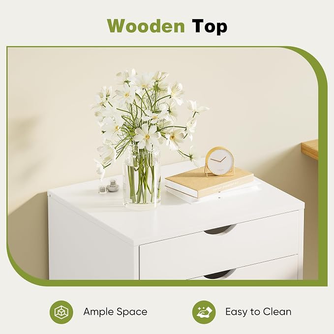 Sweetcrispy 5 Drawer Wooden Dresser, Storage Cabinets, Room Organization