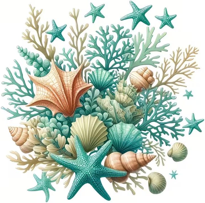 Diamond Painting Kits for Adults,Sea Shells Diamond Art 13.7X13.7 inch