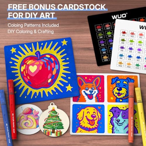 WUO 60 Colors Acrylic Paint Markers Brush Tip with Automatic Ink Control
