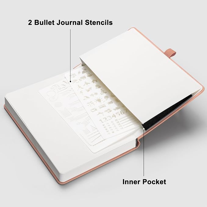 RETTACY Blank Journal Notebook, 192 Pages, A5 Medium Size (5.7'' x 8.3'') | Leather Hardcover, 100 GSM Thick Paper, for Sketching, Drawing, Painting (Pink)